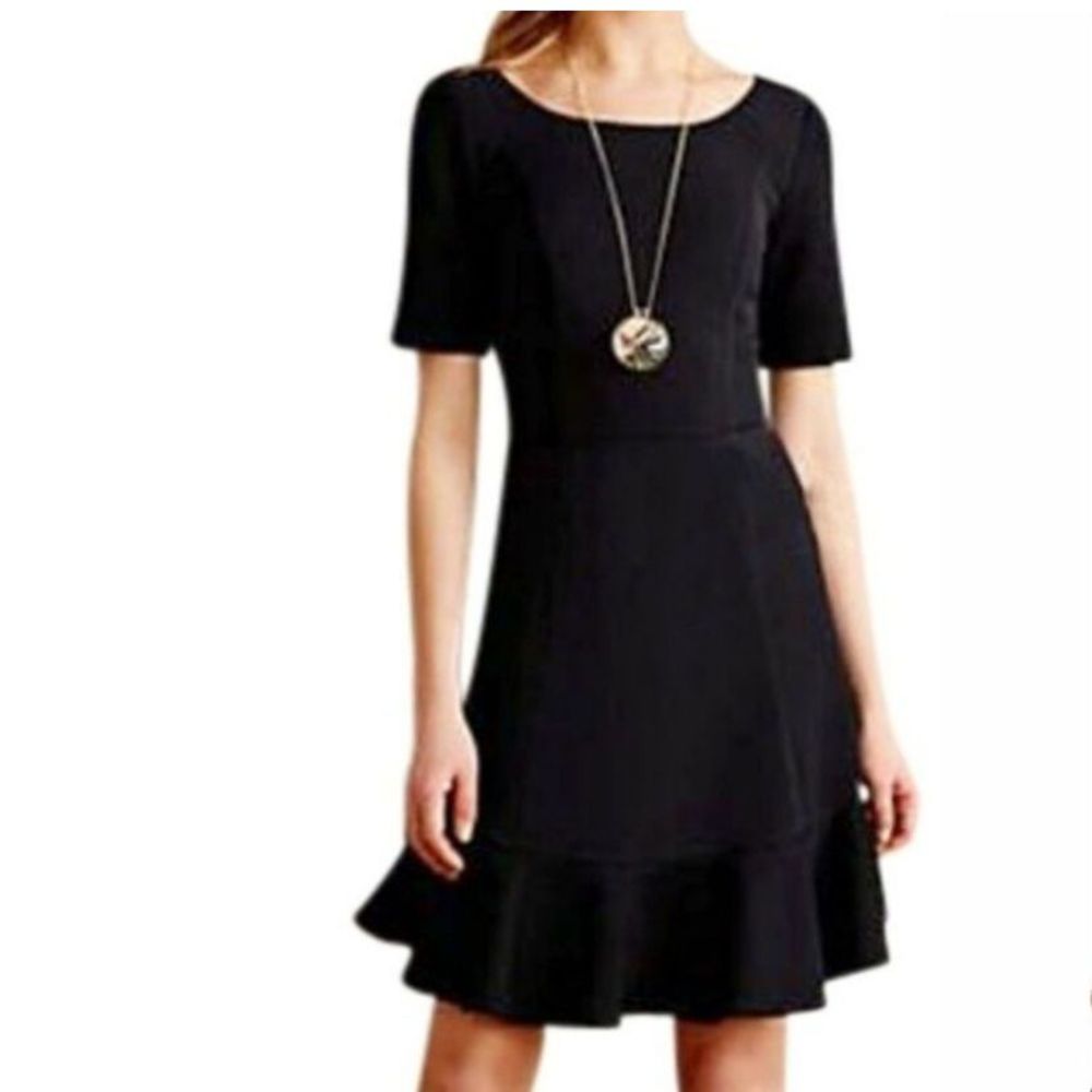 Anthropologie HD in Paris Black Marcelline Flounced Sheath Dress Womens Size 6